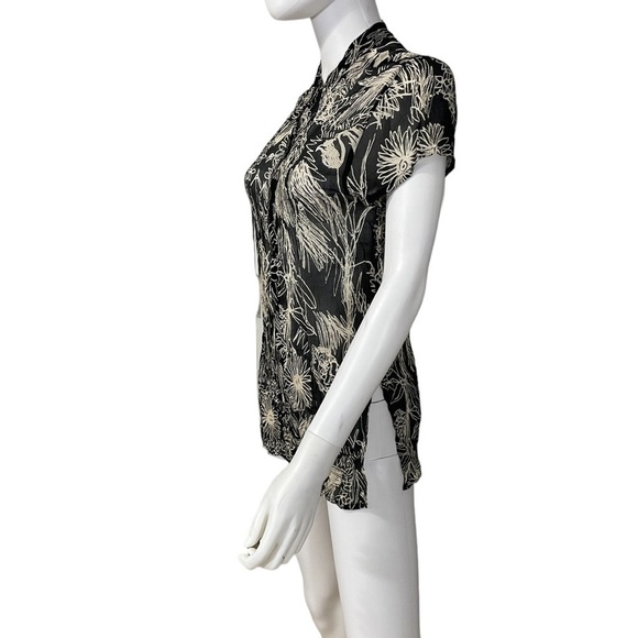 Chico's Black Floral Print Sheer Top - Picture 3 of 7